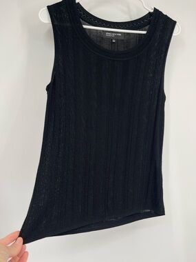 Jones New York L Black Sheer Ribbed Sleeveless Tank Whimsigoth Quiet Luxury 90s
